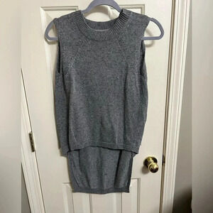 Brochu Walker Linen Blend Drape Layering Sweater Vest Longer Back Gray Size XS